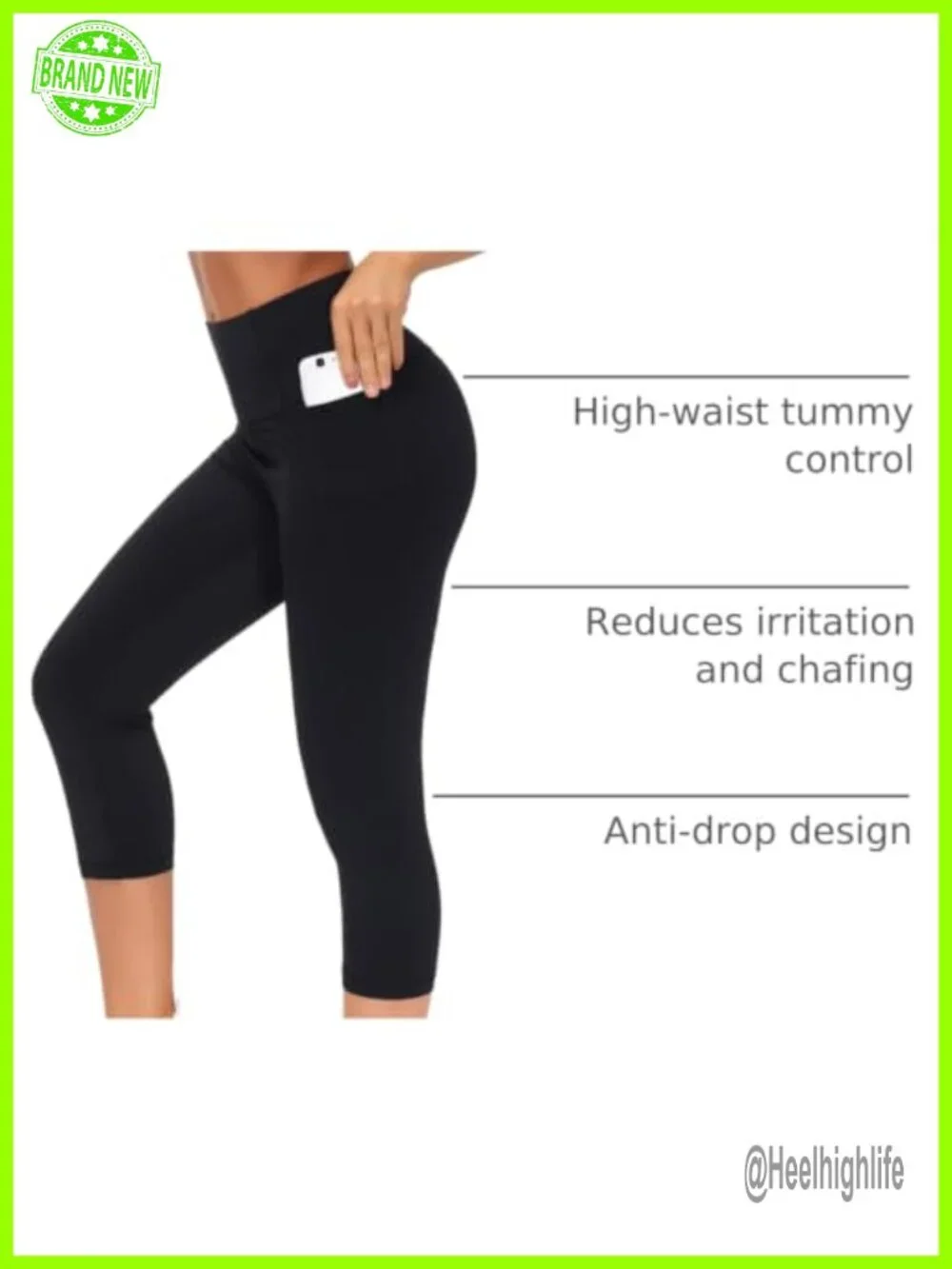 Tummy Control Leggings with Pockets, High Waist Yoga Pants for Women, Flat Seam